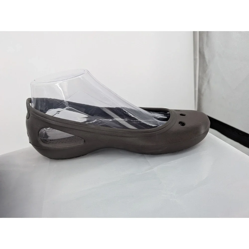 Crocs Slip On Flats Brown Comfort Lightweight Rubber Casual Shoes W8‎
